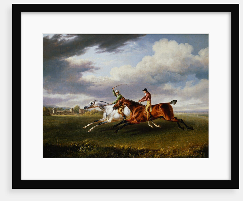 Two Racehorses With Jockeys Up Exercising in a Landscape by Charles Towne