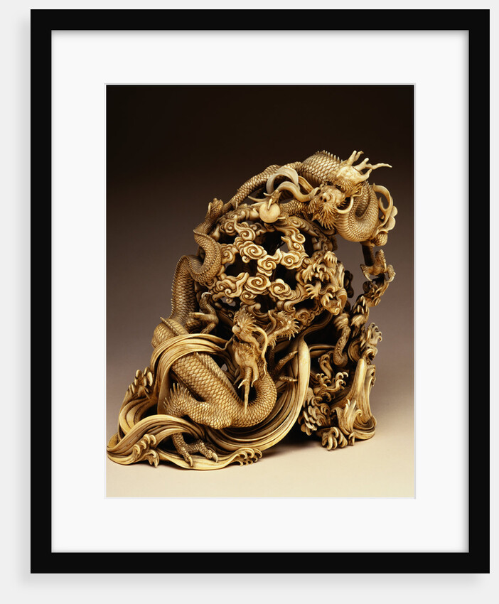 An Ivory Carving of Dragons. 19th Century by Anonymous