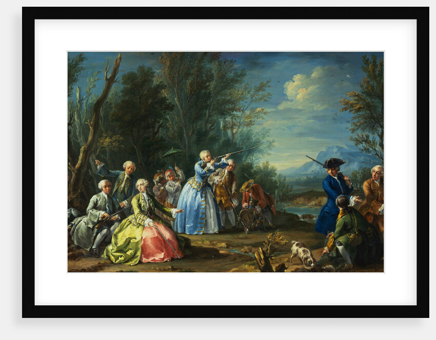 Two Court Ladies out Shooting with Their Retinue Attributed to Jacopo Amigoni by Anonymous
