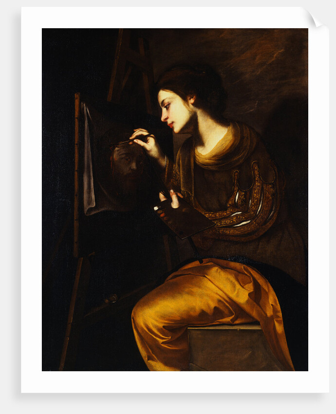 A Female Artist Painting the Image of the Sudarium by Francesco Guarino