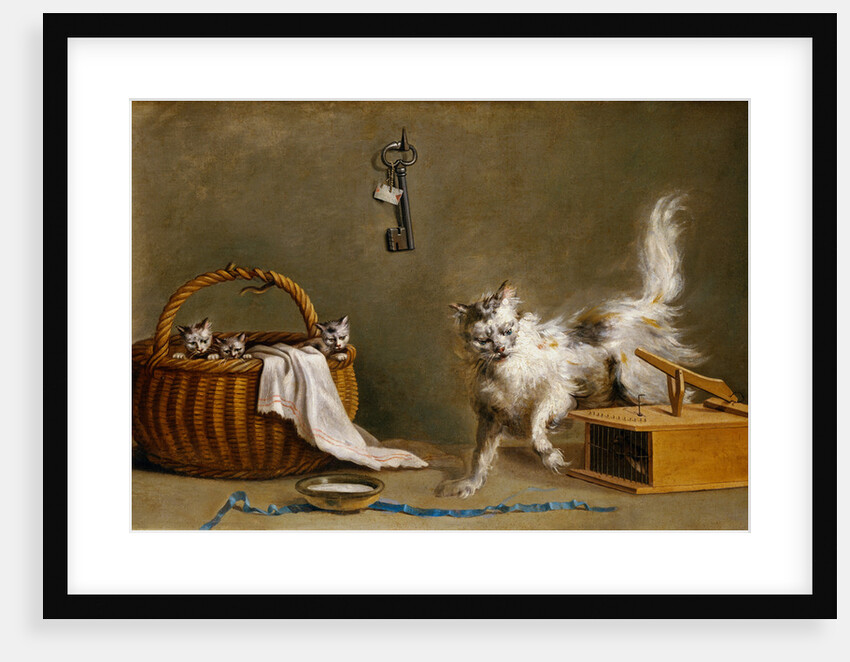 A Mouse Trap with a Cat and Kittens in a Basket by Jean Jacques Bachelier