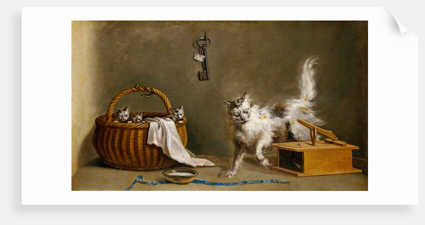 A Mouse Trap with a Cat and Kittens in a Basket by Jean Jacques Bachelier