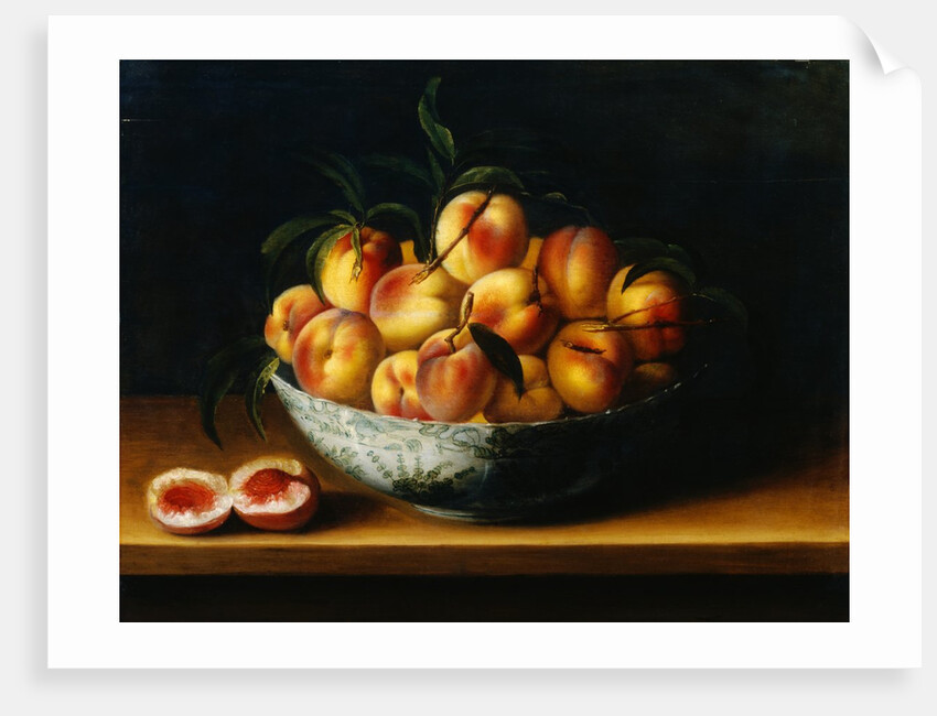 Peaches in a Wanli Kraak Porselein Bowl on a Ledge by Louise Moillon