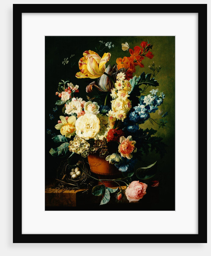 A Still Life of Roses, Tulips, Hyacinths and Wall Flowers by Paul Theodor van Brussel