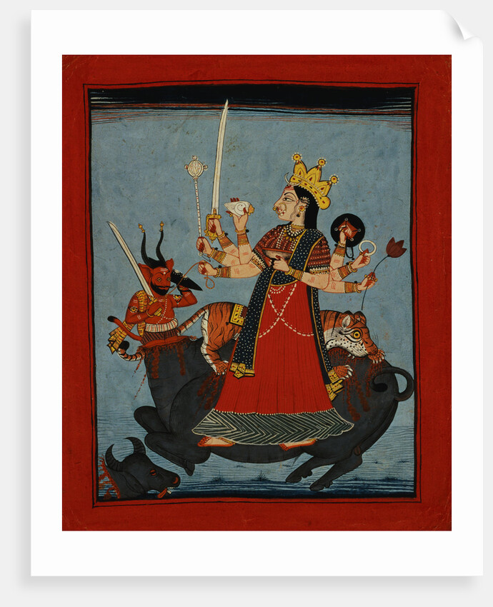 Mandi School Painting of Durga Slays Mahishasura by Anonymous