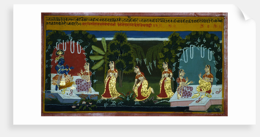 Mewar Illustration of Krishna and Women from Gita Govinda by Anonymous