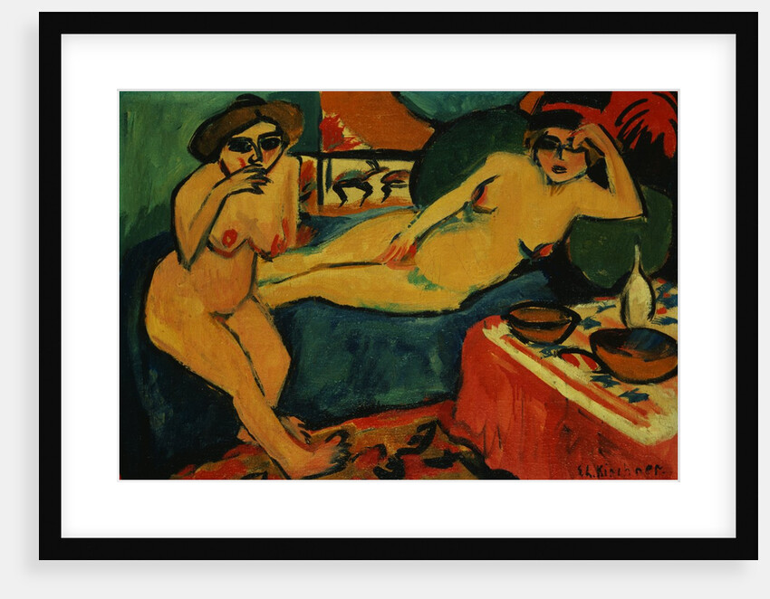 Two Nudes on a Blue Sofa by Ernst Ludwig Kirchner