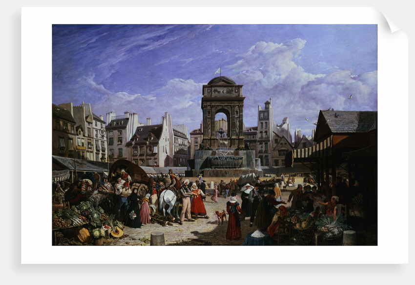 A View of the Market at the Fontaine des Innocents, Paris by John James Chalon