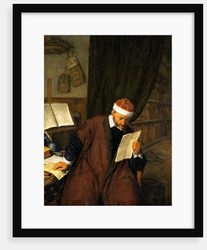 A Lawyer Seated at a Desk Reading a Letter by Adriaen van Ostade