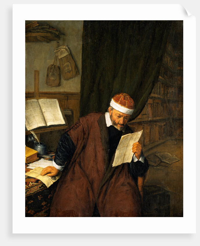 A Lawyer Seated at a Desk Reading a Letter by Adriaen van Ostade