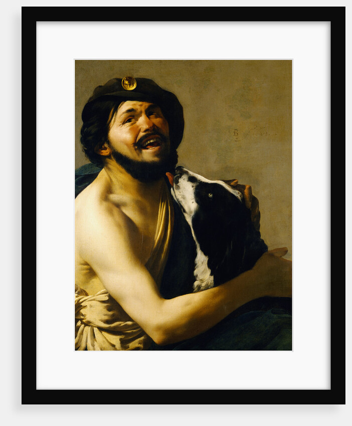 A Laughing Bravo with a Dog by Hendrick Terbruggen