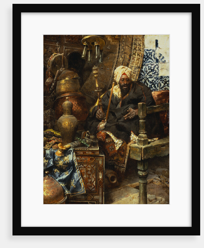 Seated Arab Smoking a Hookah Pipe by Charles Bargue