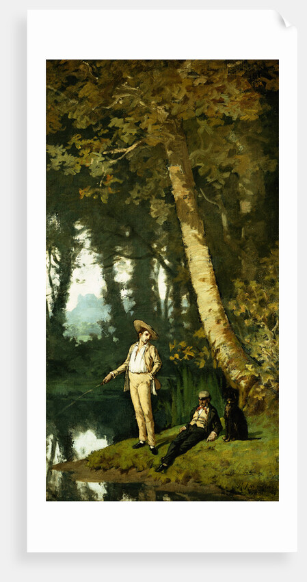 Fishermen at a Riverbank by Henri Joseph Harpignies