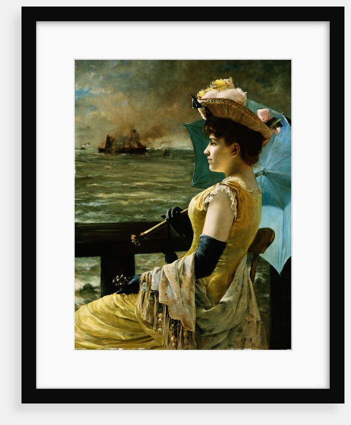 A Lady with a Parasol Looking Out to Sea by Alfred Stevens