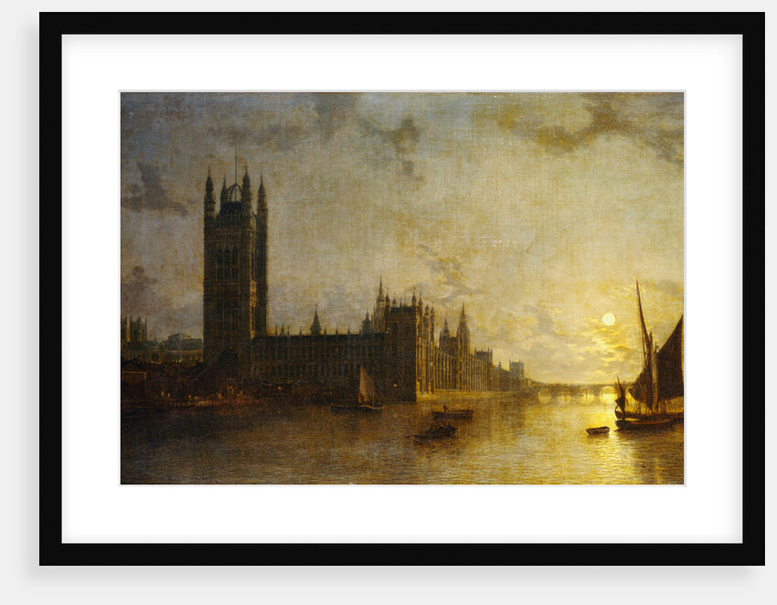 Westminster Abbey, the Houses of Parliament with the Construction of Westminster Bridge by Henry Pether