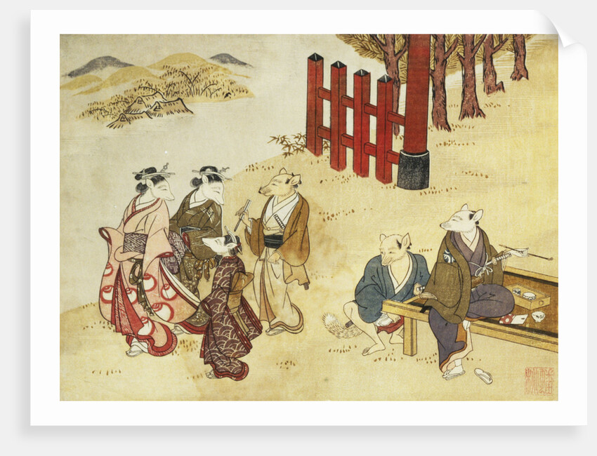 Print Depicting Conversing Figures by Minko and His Circle