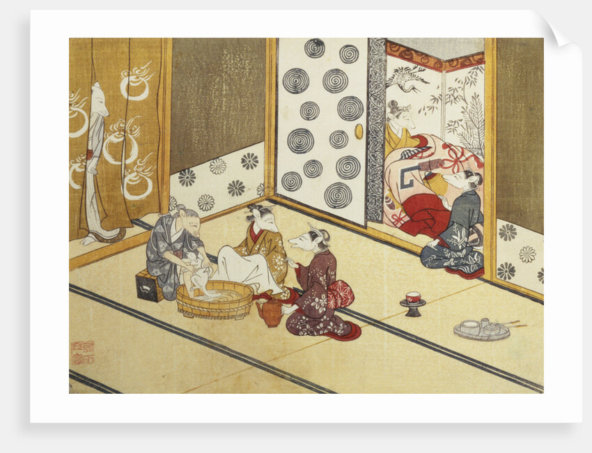 Print Depicting a Domestic Scene by Minko and His Circle