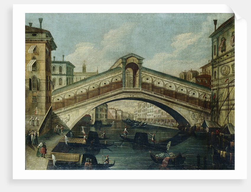 The Rialto Bridge, Venice, from the North by School of Luca Carlevariis