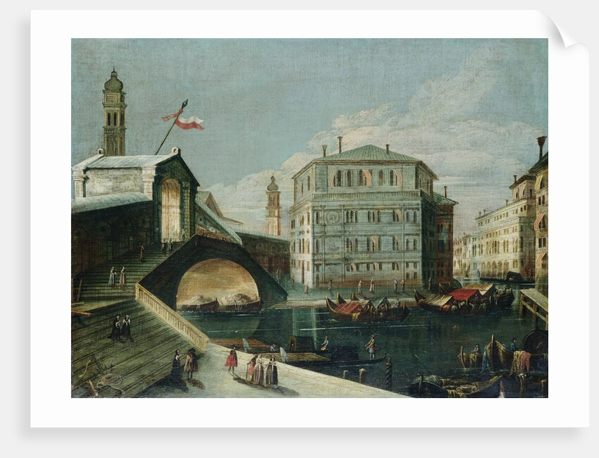 The Rialto Bridge, Venice, from the Southwest by School of Luca Carlevariis