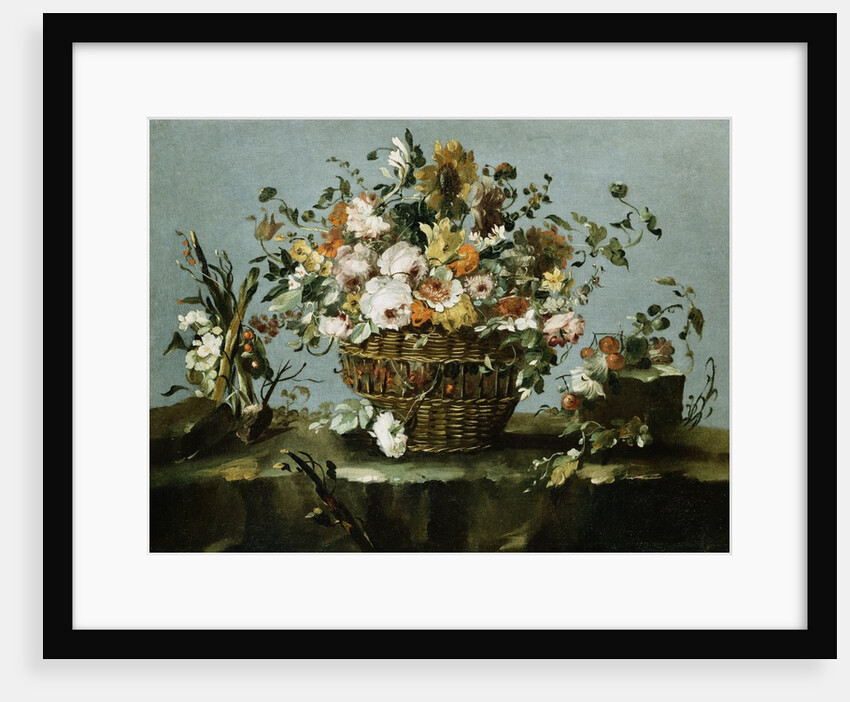 Flowers in a Basket and Flowers, a Sprig of Cherries Attributed to Francesco Guardi by Anonymous