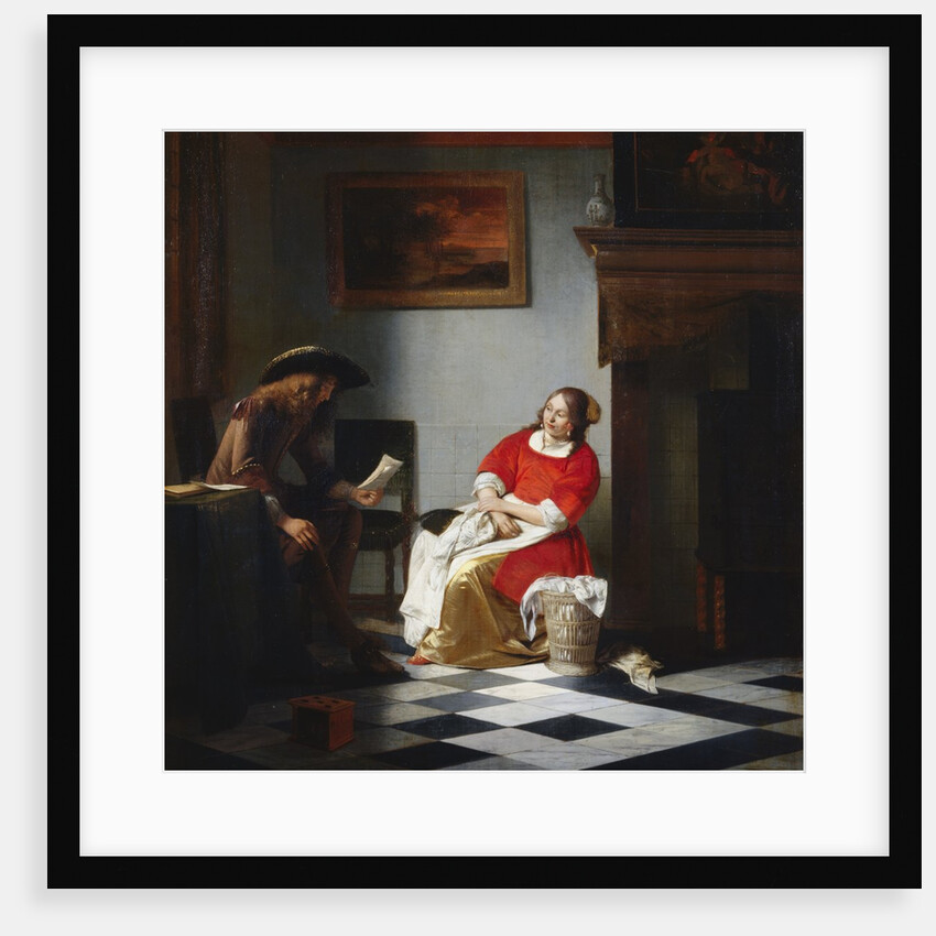 A Gentleman Reading a Letter to His Wife (?) in an Interior by Pieter de Hooch