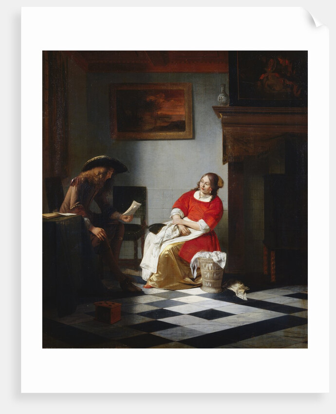 A Gentleman Reading a Letter to His Wife (?) in an Interior by Pieter de Hooch