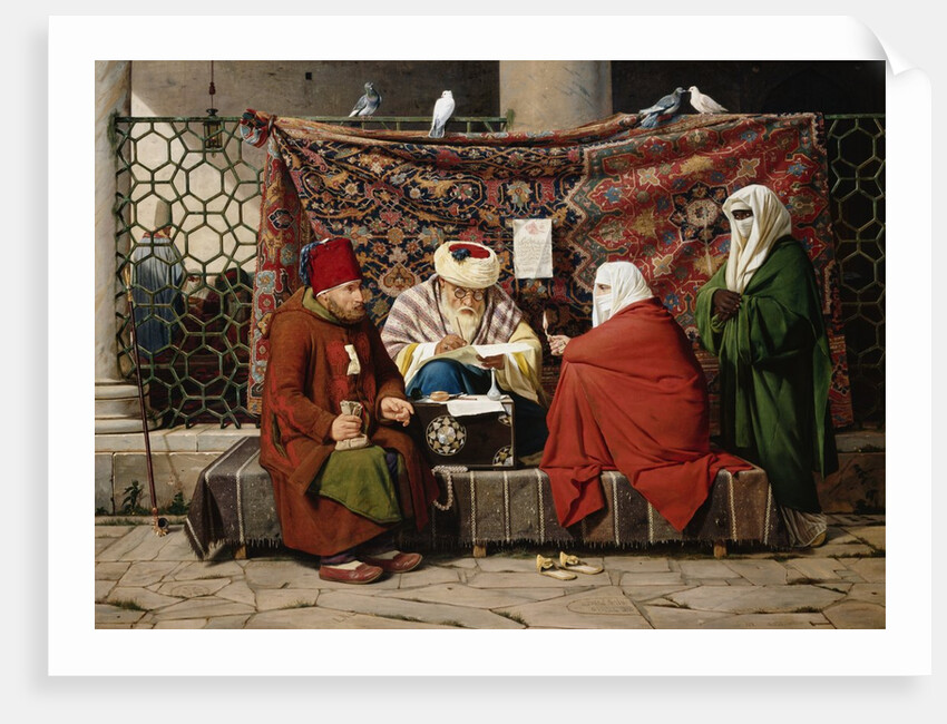 A Turkish Notary Drawing Up a Marriage Contract by Martinus Rorbye