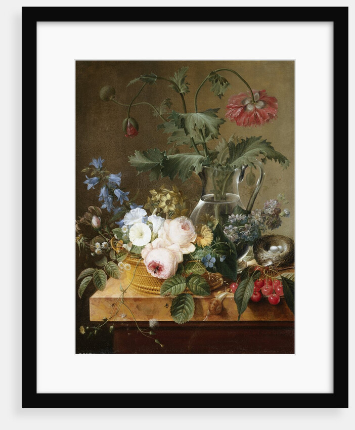 Red Anemones in a Glass Jar by Pierre Joseph Redoute