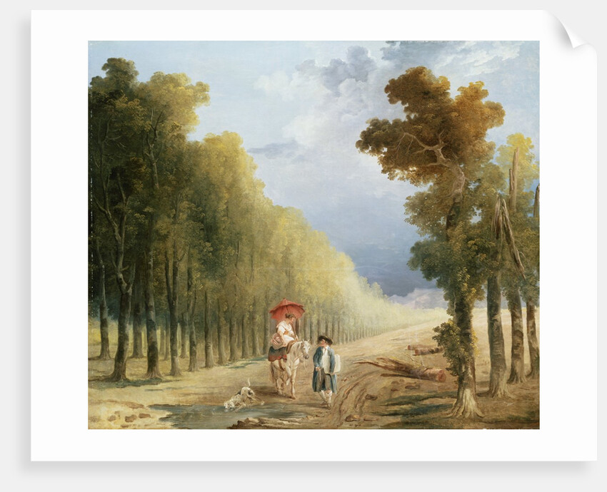 An Artist Leading His Model's Pony on a Wooded Track by Studio of Hubert Robert