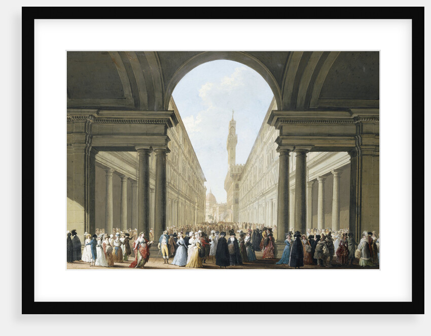 Painting of Visitors Before the Uffizi and Piazza della Signoria by Giuseppe Maria Terreni