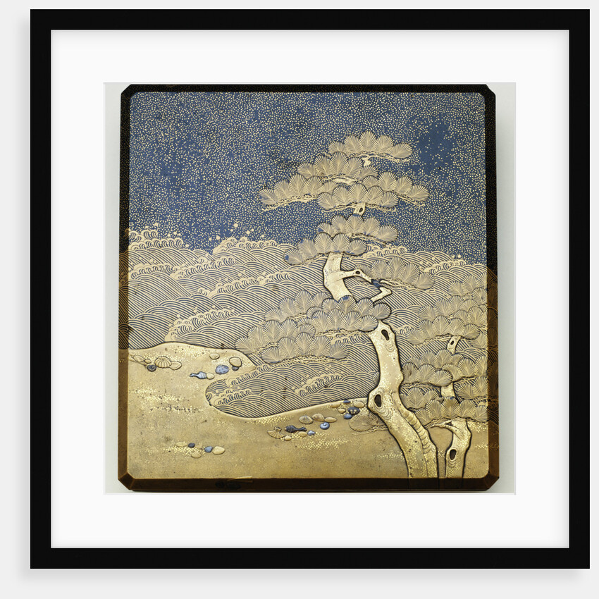 A Roironuri Ground Suzuribako with Bevelled Corners and Cover Decorated in Gold and Silver by Anonymous