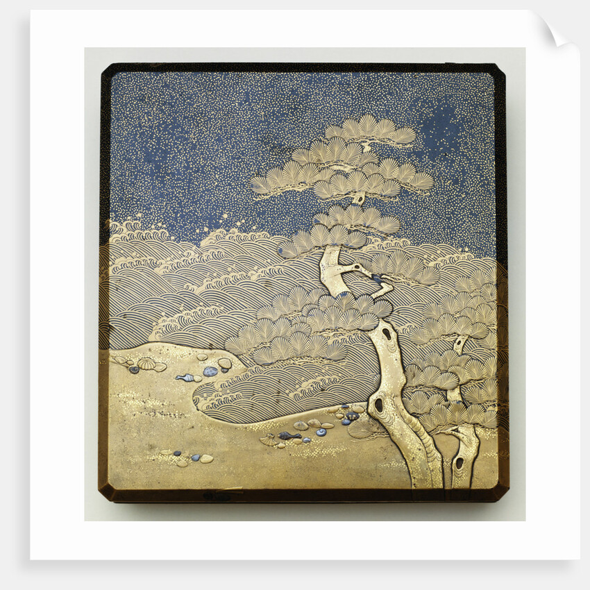 A Roironuri Ground Suzuribako with Bevelled Corners and Cover Decorated in Gold and Silver by Anonymous