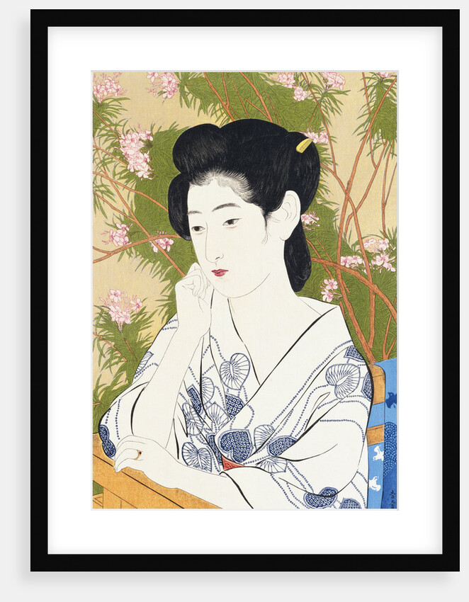 A Bust Portrait of a Young Woman Leaning on a Balcony by Goyo