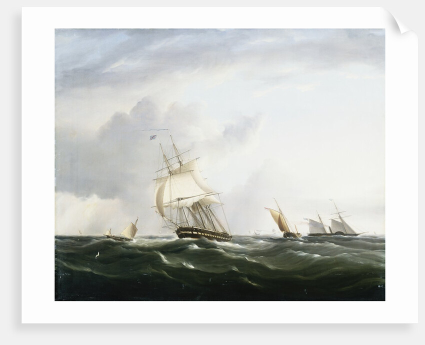 Painting of a Frigate, a Paddlesteamer, and a Dutch Smallcraft in the Downs by Henry Moses