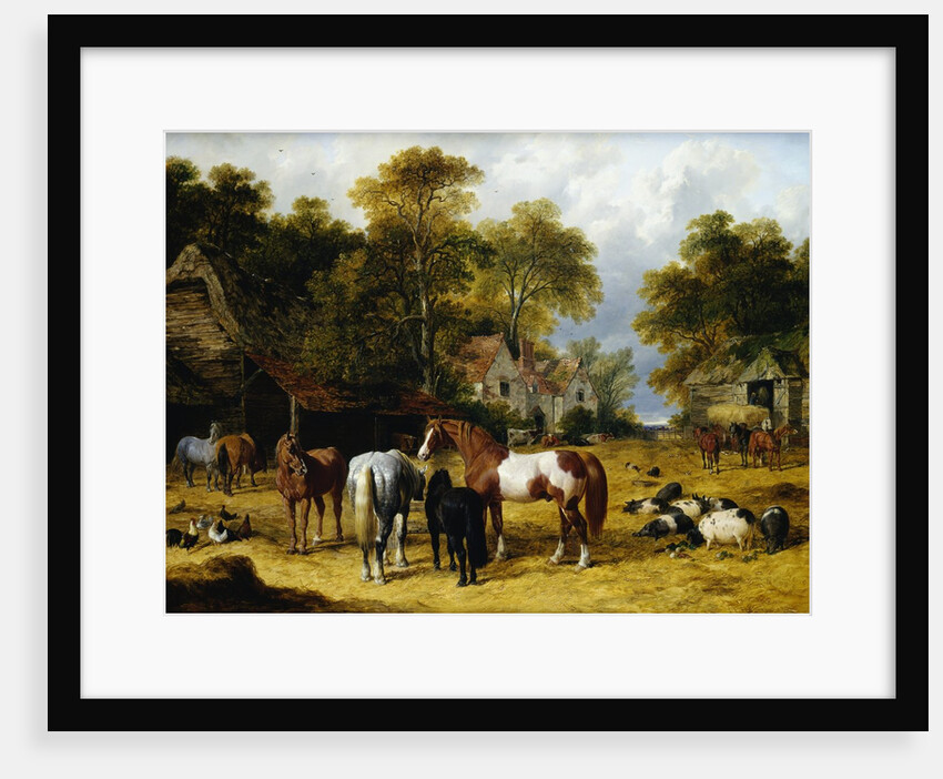 Horses, Cattle, Pigs and Chickens in a Farmyard by John Frederick Herring