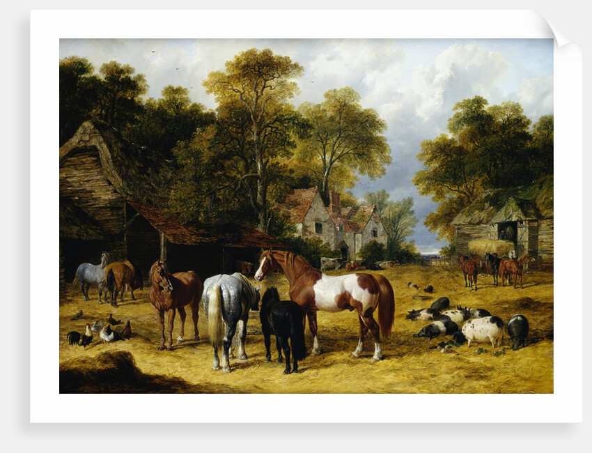 Horses, Cattle, Pigs and Chickens in a Farmyard by John Frederick Herring