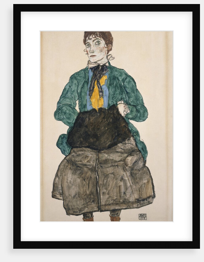 Woman in a Green Blouse with a Muff by Egon Schiele