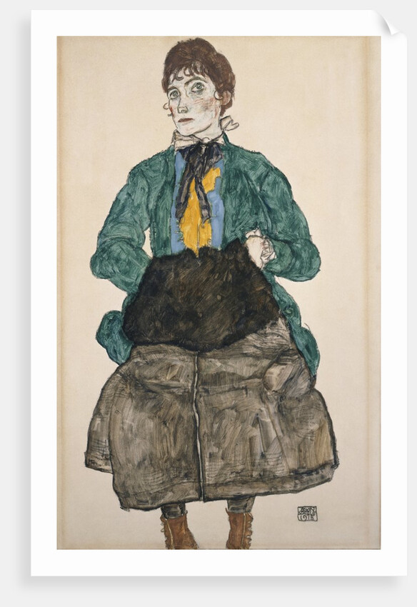 Woman in a Green Blouse with a Muff by Egon Schiele