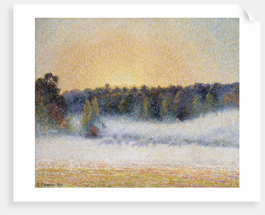 Sunset and Fog, Eragny by Camille Pissarro