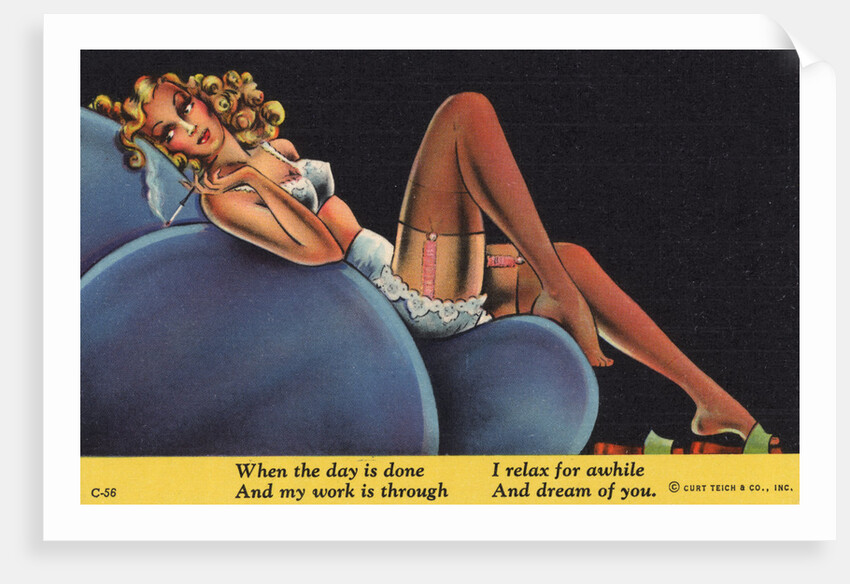 When the Day is Done, and My Work is Through, I Relax for Awhile, and Dream of You Postcard by Anonymous