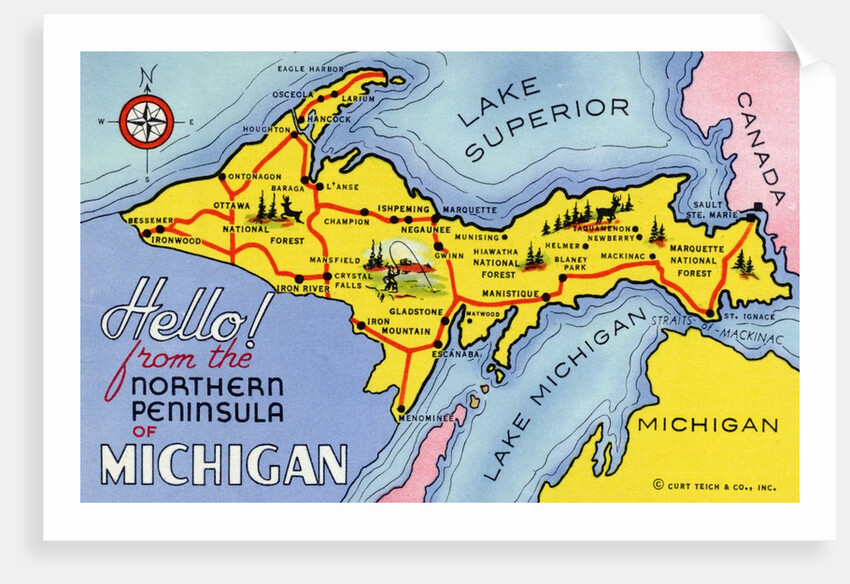 Map of Michigan's Northern Peninsula by Anonymous