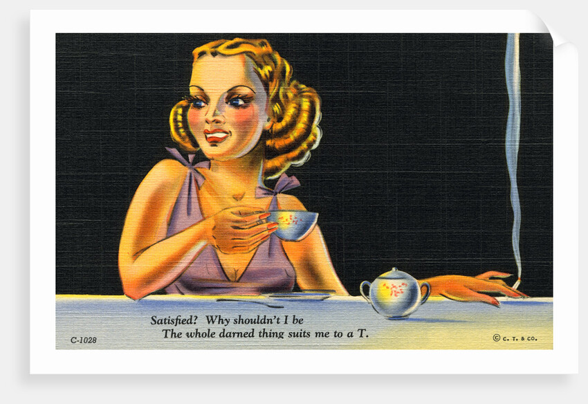 Cartoon of Woman Drinking Tea by Anonymous