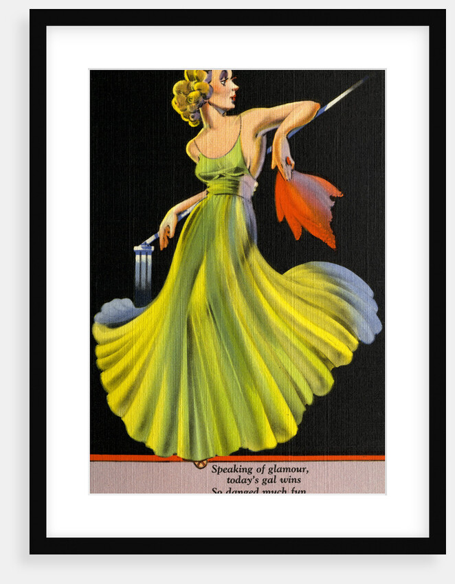 Woman Posing in Green Dress by Anonymous