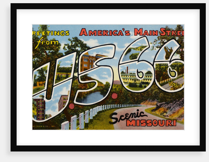 Greetings from U.S. 66 in Scenic Missouri Postcard by Anonymous