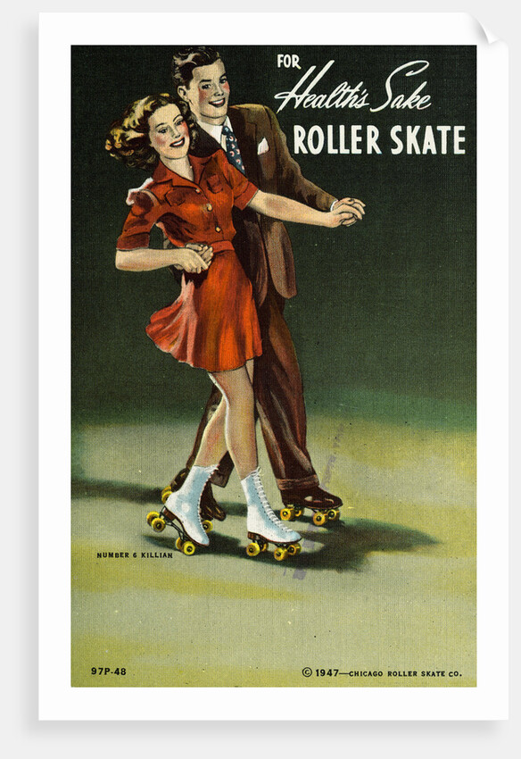 For Health's Sake, Roller Skate Postcard by Anonymous