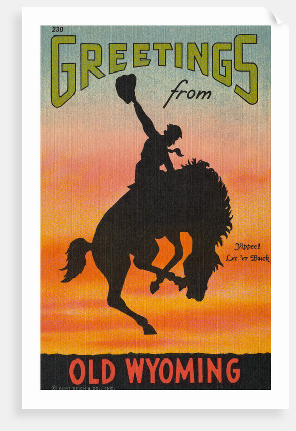 Greetings from Old Wyoming Postcard by Anonymous
