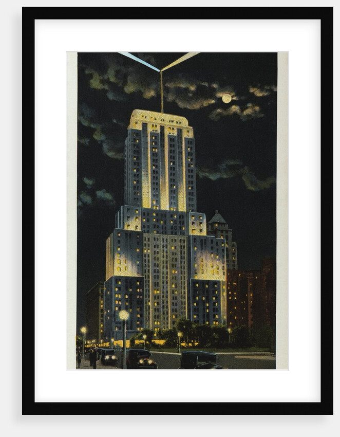 Postcard of Palmolive Building at Night by Anonymous