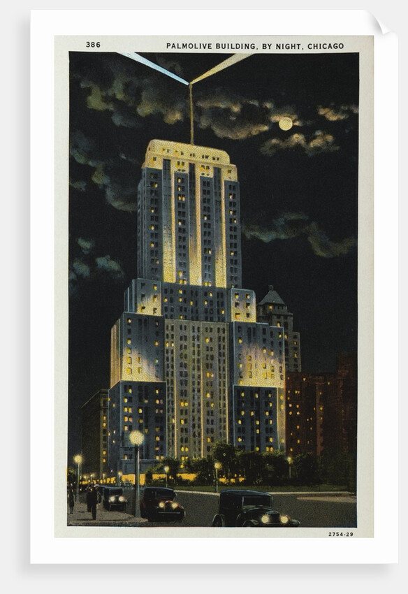 Postcard of Palmolive Building at Night by Anonymous