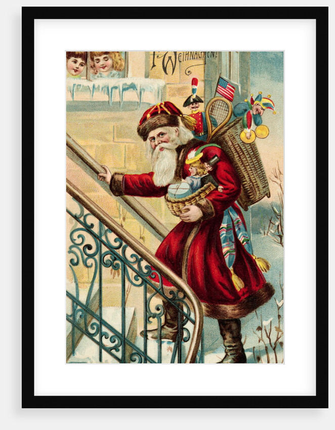 Postcard of Santa Claus Carrying Toys by Anonymous