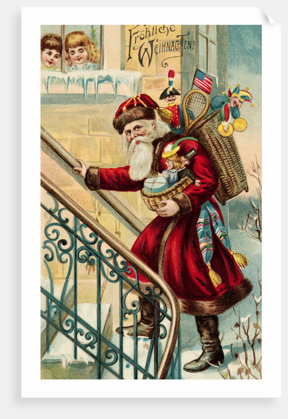 Postcard of Santa Claus Carrying Toys by Anonymous